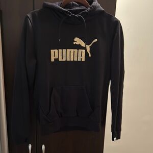 Puma Black Hoodie with Gold Logo